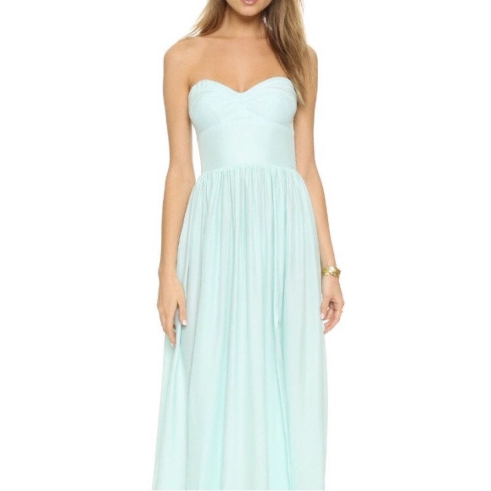 Long light blue strapless Amanda Uprichard Dress